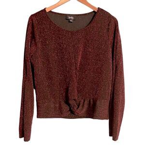 Red Metallic twist blouse Size Large women NEW WITH TAG🏷